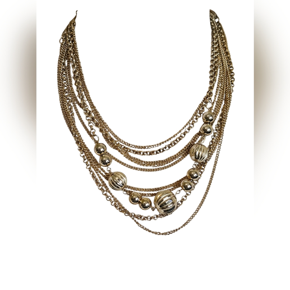 Elegant Gold tone Multi-Layer Necklace.